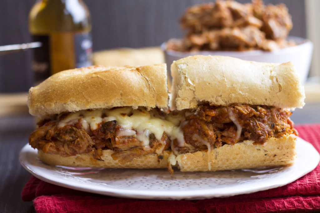 a sandwich with Italian pulled pork