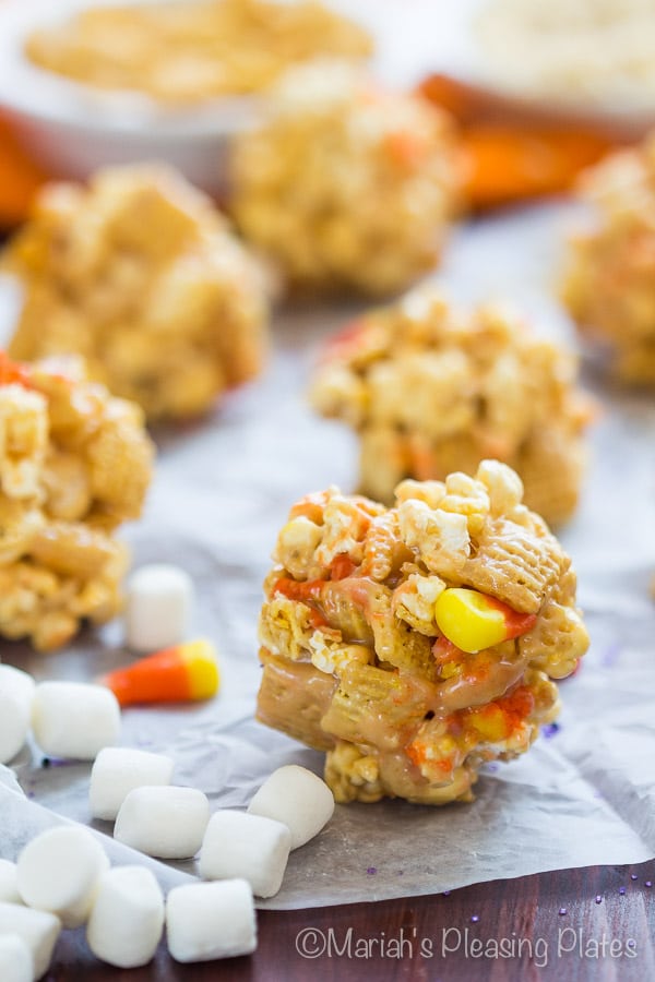 Halloween Peanut Butter Popcorn Balls