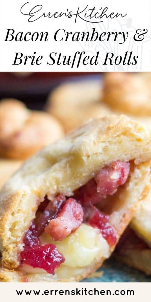 cranberry brie and bacon stuffed rolls ready to eat