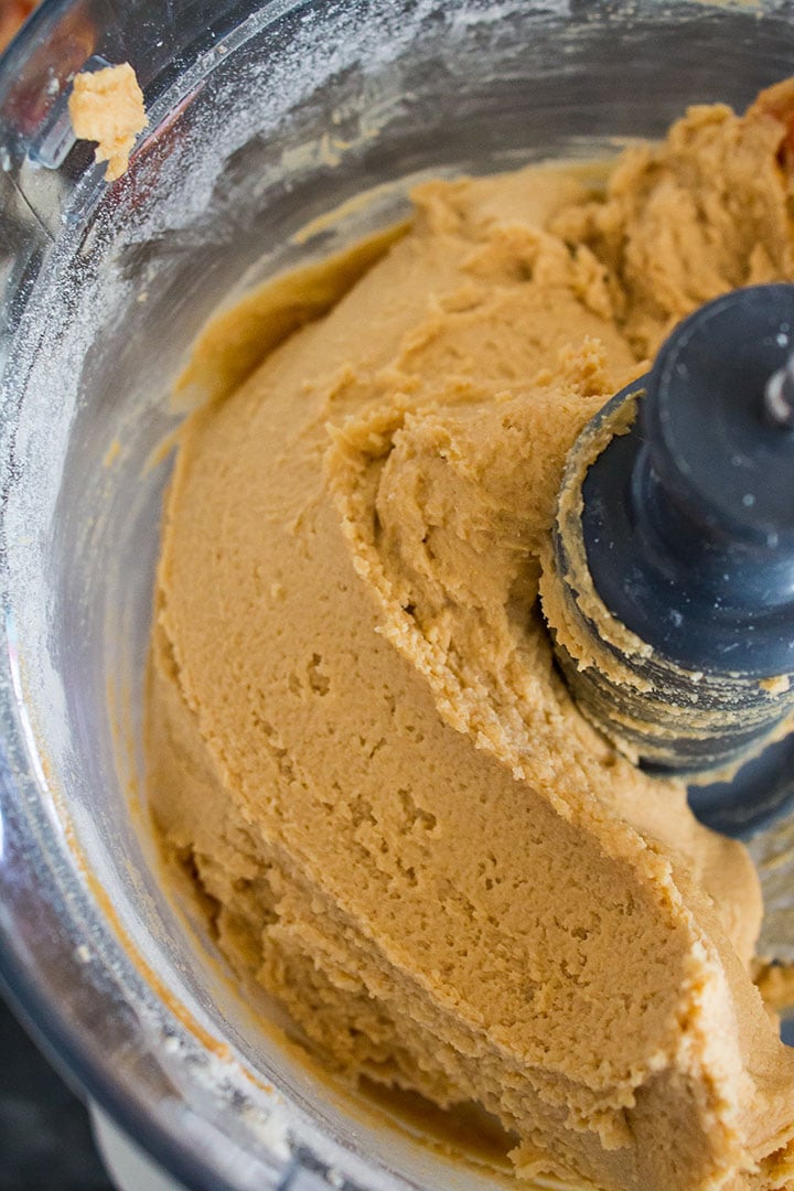 peanut butter cookie dough in mixing bowl