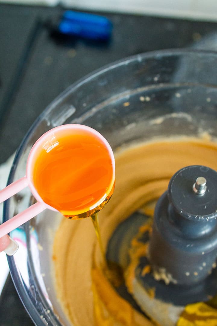 Golden syrup being added to the dough