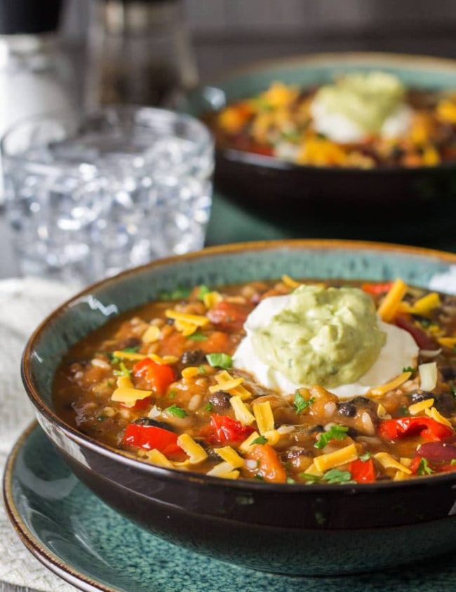 Mexican Rice & Bean Soup - Erren's Kitchen - Bring a touch of Mexican flavor to your midweek meal with this amazing, one-pot recipe. In place of chili peppers, this recipe uses Peppadew® Piquanté Peppers which adds a sweet