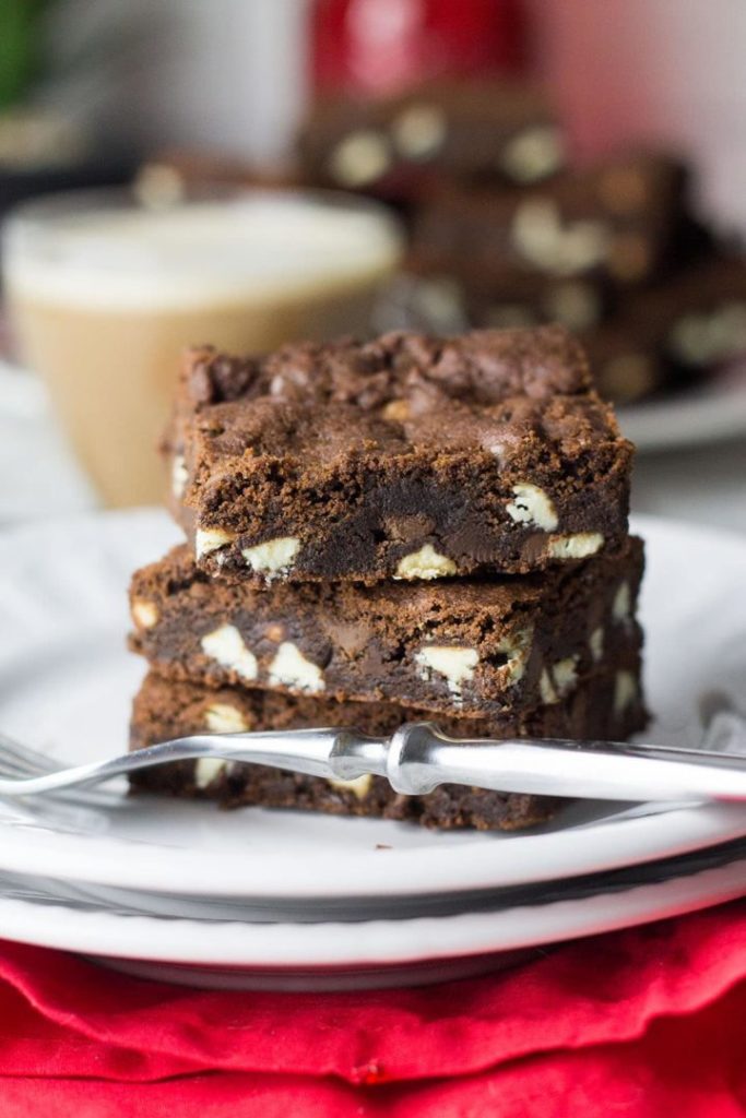 a pile of triple chocolate chip bars