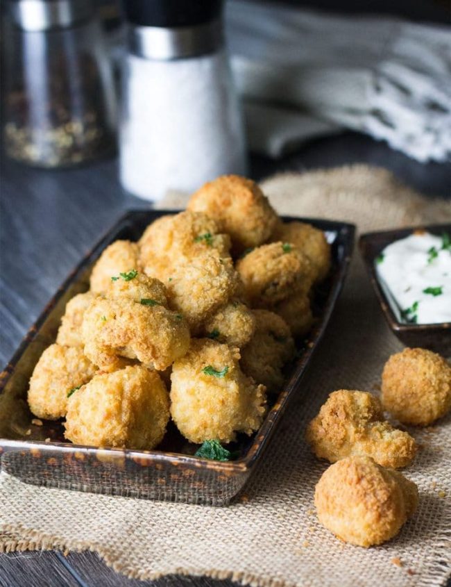 Baked Breaded Garlic Mushrooms - Erren's Kitchen - Serve up a restaurant-style appetizer at home with this guilt free, low fat recipe.