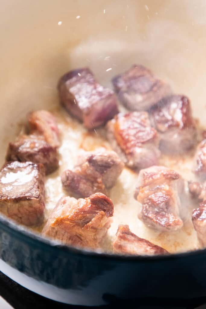 beef browning in a pan