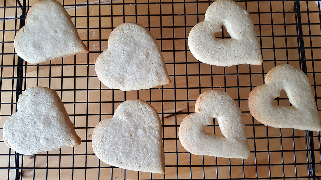 Raspberry Butter Cookies on a cooling rack