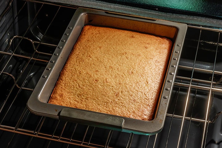 Easy Homemade Cornbread baking in the oven