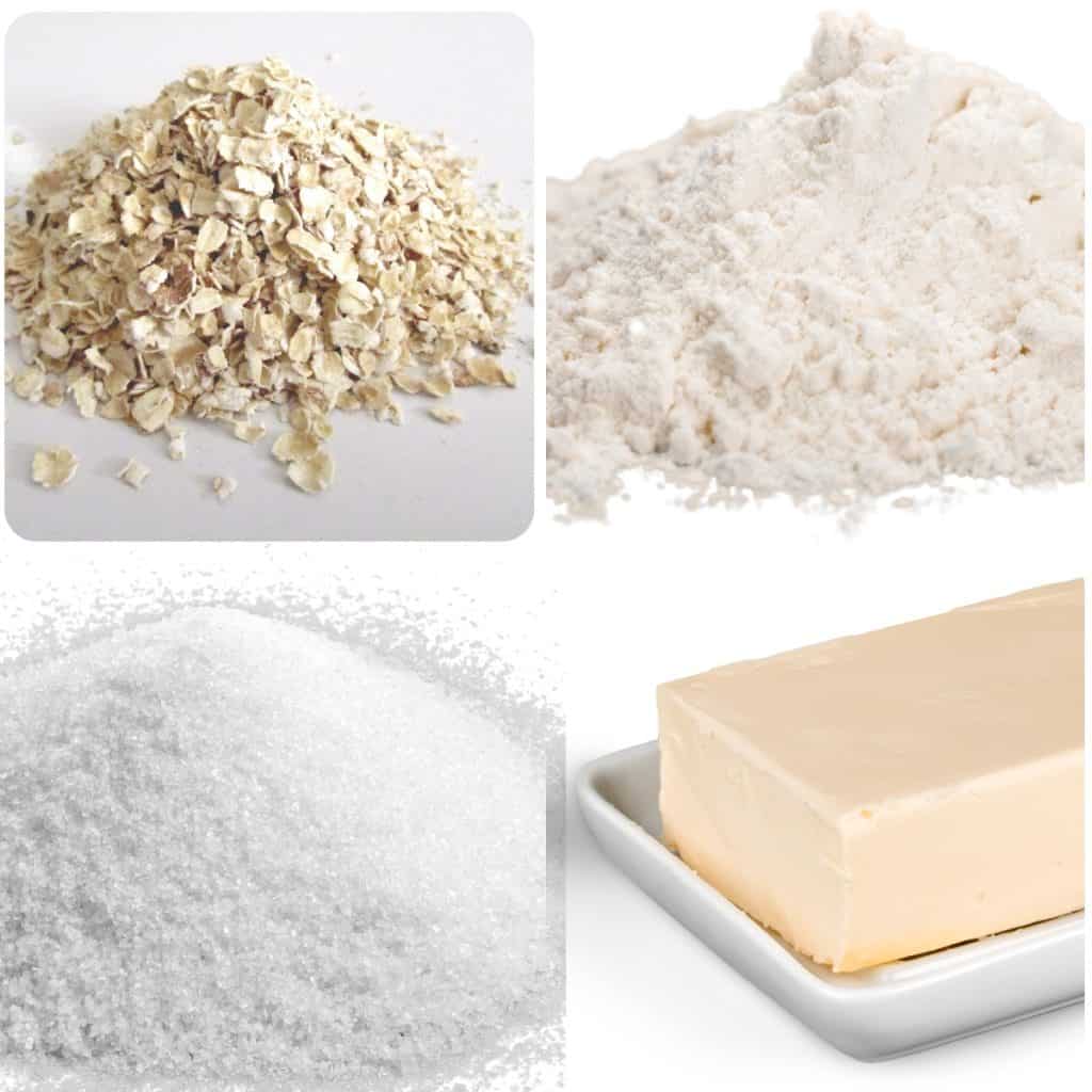 oats, flour, suagr and butter