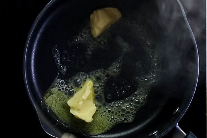 melted butter in a sauce pan