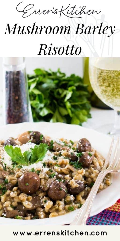 a bowl of mushroom barley risotto