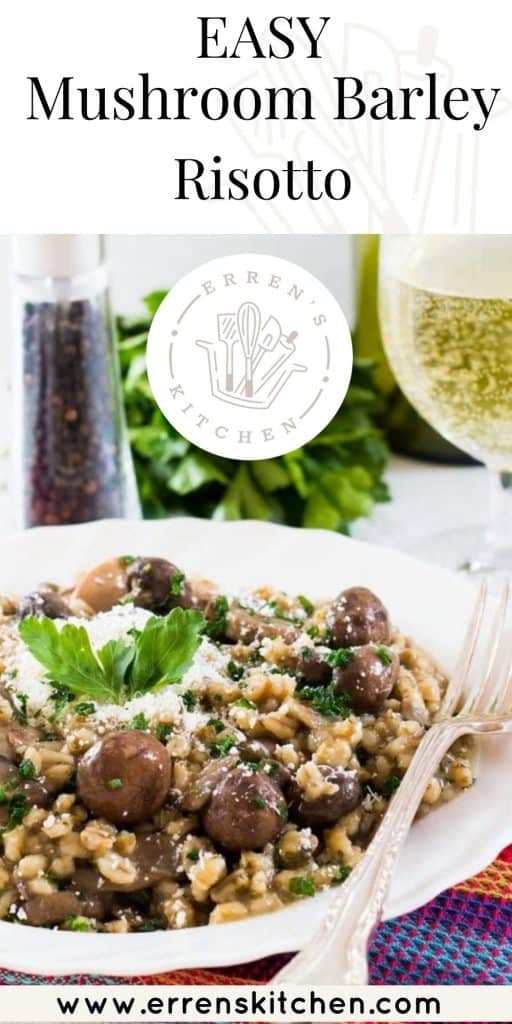 a bowl of mushroom barley risotto
