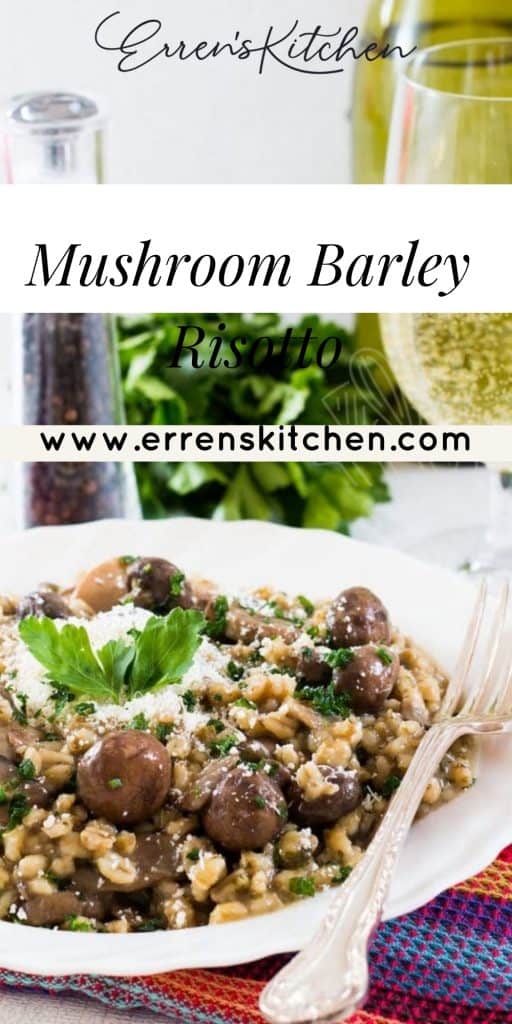 a bowl of mushroom barley risotto