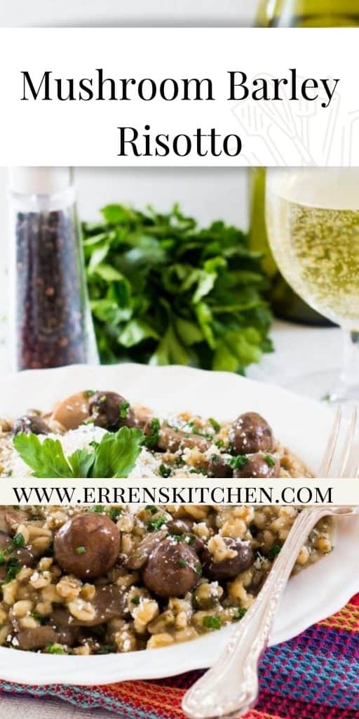 a bowl of mushroom barley risotto
