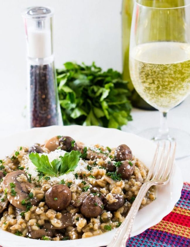 Skinny Mushroom & Barley Risotto - Erren's Kitchen - Love risotto? Why not try this healthy, low-fat version, that swaps traditional risotto rice for fiber-rich pearl barley. This recipe is not only healthier, but it's wonderfully delicious too!