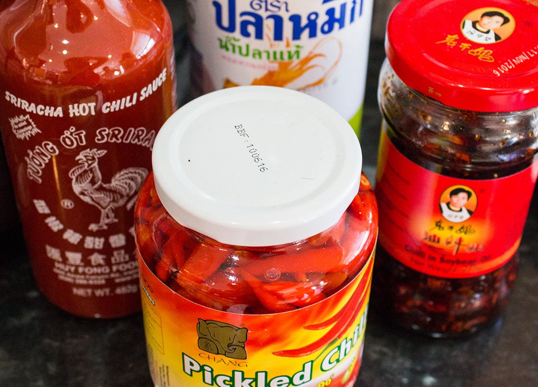various jars of Thai ingredients