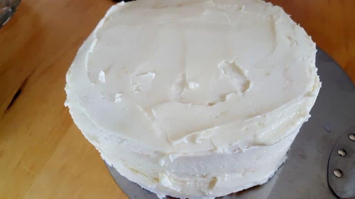 The layers covered in icing.