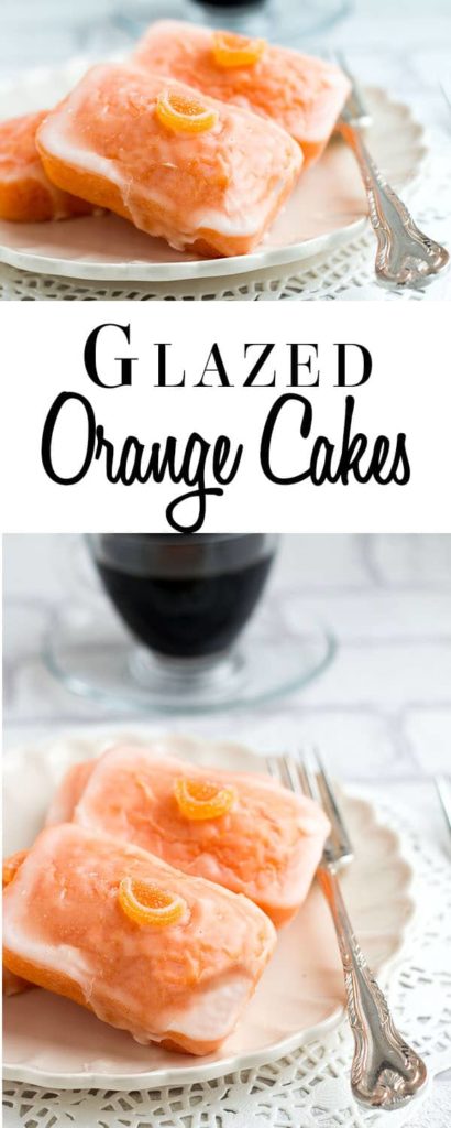 This luscious cake recipe from Erren's Kitchen for Glazed Orange Cakes is moist and light, with an extra kick of flavor from the orange zest and juice in the glaze.