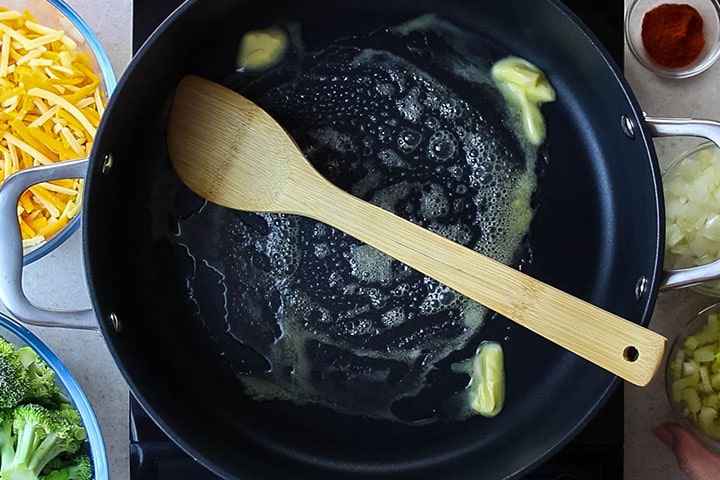 melted butter in a stock pot