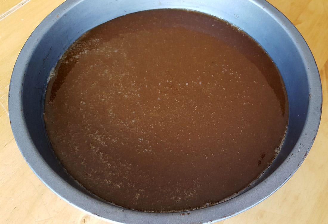 melted sugar and butter in a pan