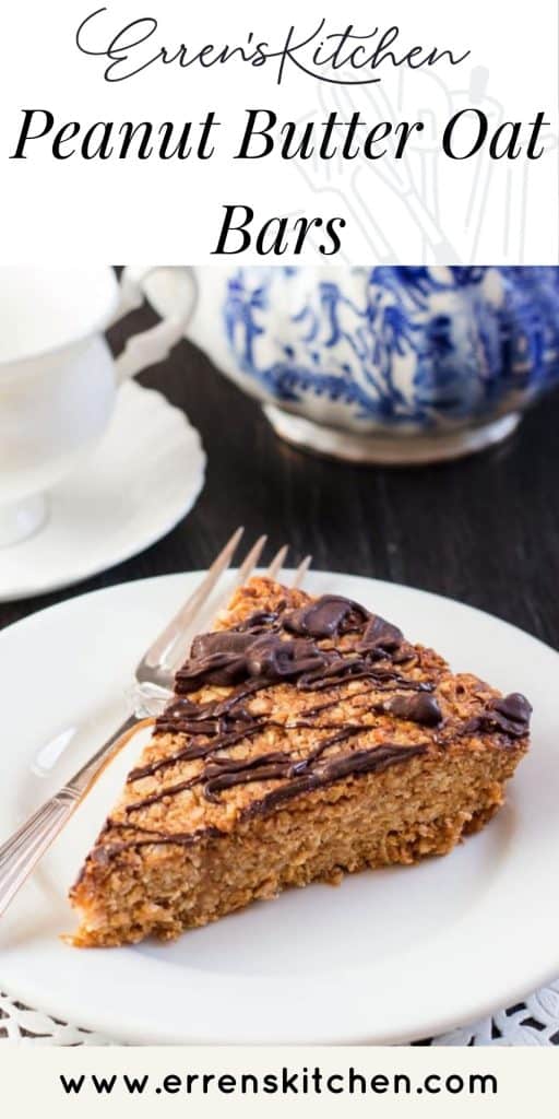 a slice of oatmeal bar drizzled with chocolate