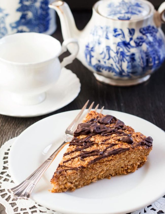 a slice of flapjack on a plate