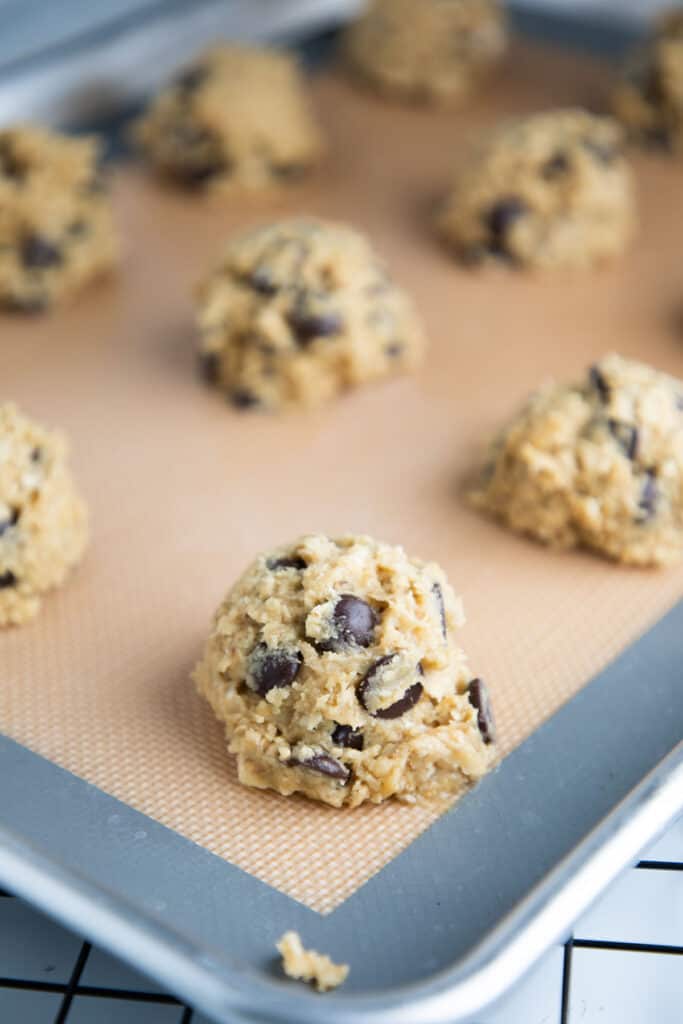 cookie dough on a baking sheet