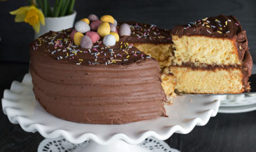 Yellow Celebration Cake with Chocolate Frosting