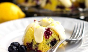 Easy One Bowl Lemon Blueberry Cake with Cream Cheese Frosting