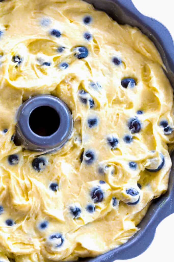 the batter added to the pan