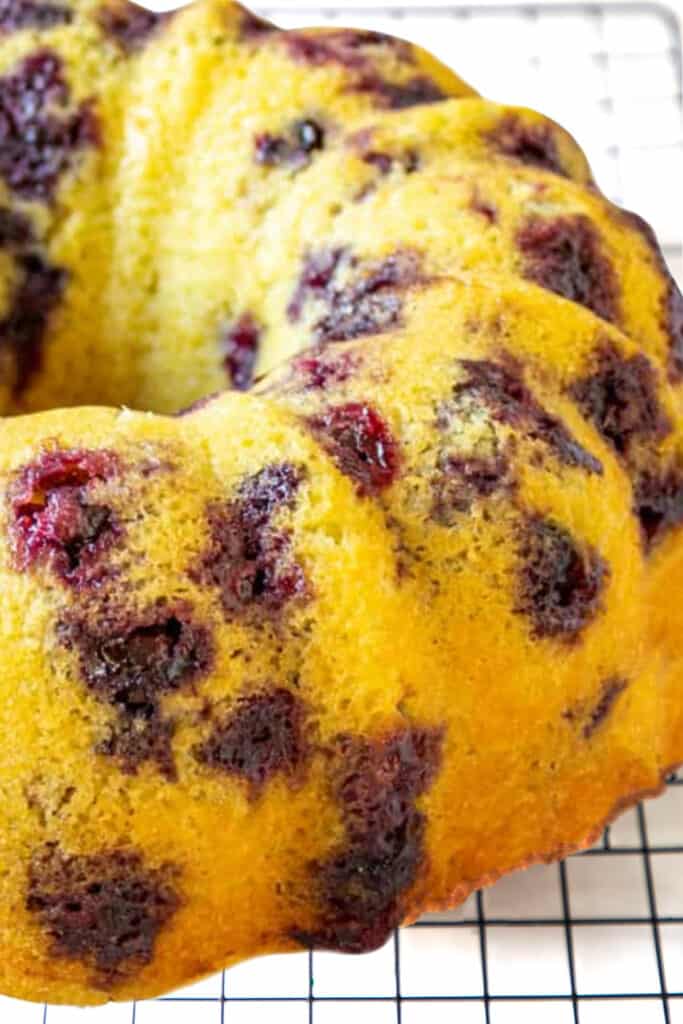 the cake on a cooling rack