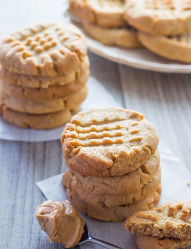 A stack of cookies on a plate