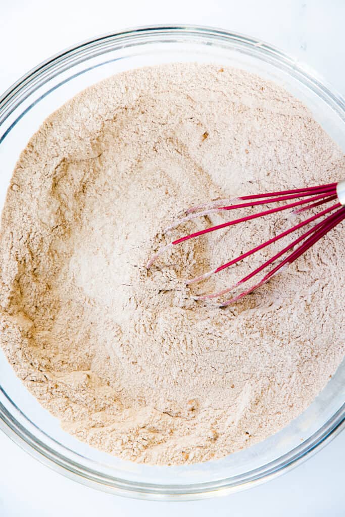 the dry ingredients mixed together in a mixing bowl