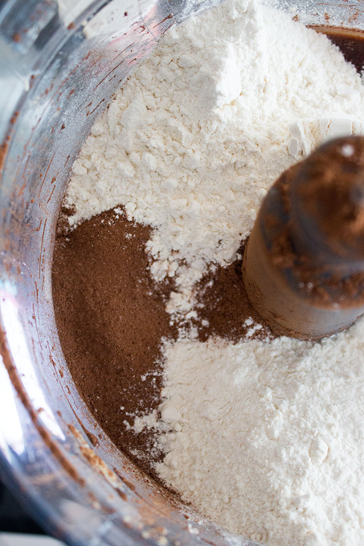 Flour cocoa powder added to the dough