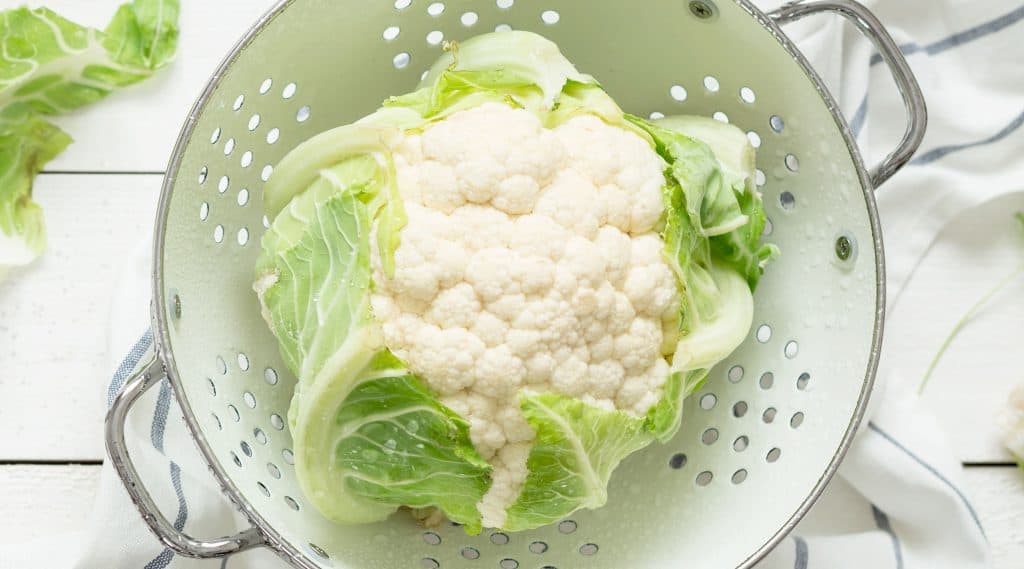 cauliflower in a colinder