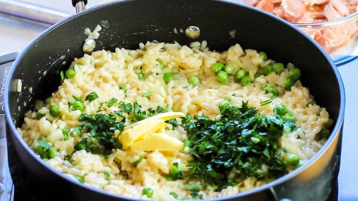 Add the chopped parsley and the butter added to the risotto