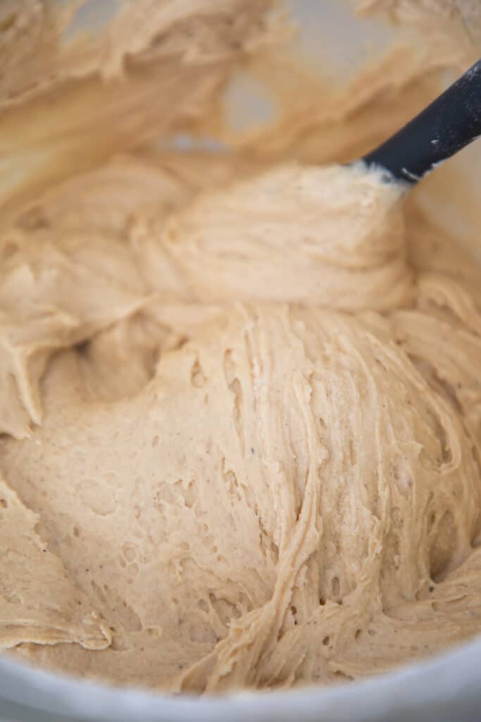 Brown Sugar cake batter mixed in a bowl