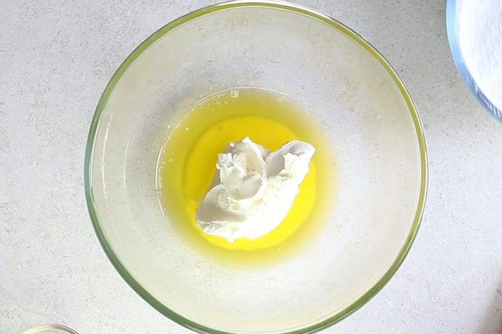Melted Butter and cream Cheese in a glass bowl 