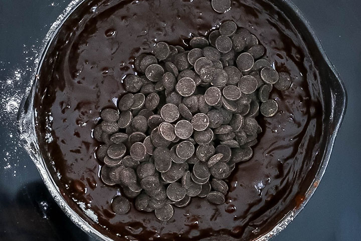 The chocolate chips mixed into the batter
