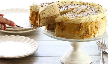 Caramel Banana Cake with Whipped Cream Frosting
