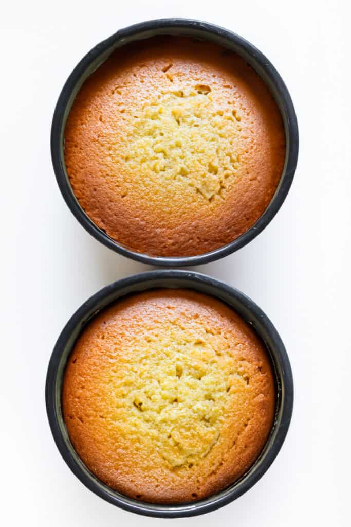 the baked cakes fresh from the oven.