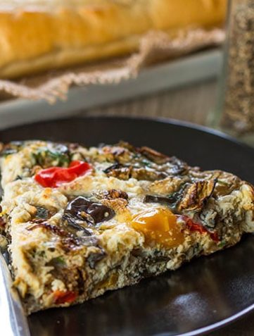 Baked Eggplant Frittata with Red Onion, Peppers & Feta