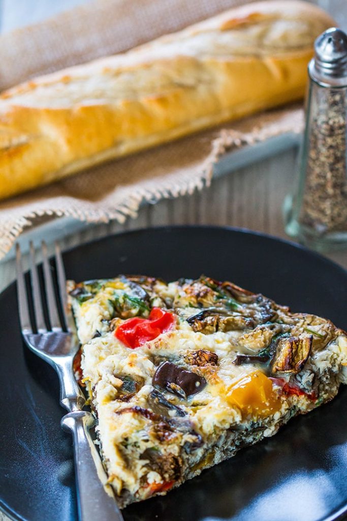 Baked Eggplant Frittata with Red Onion, Peppers & Feta Erren's Kitchen