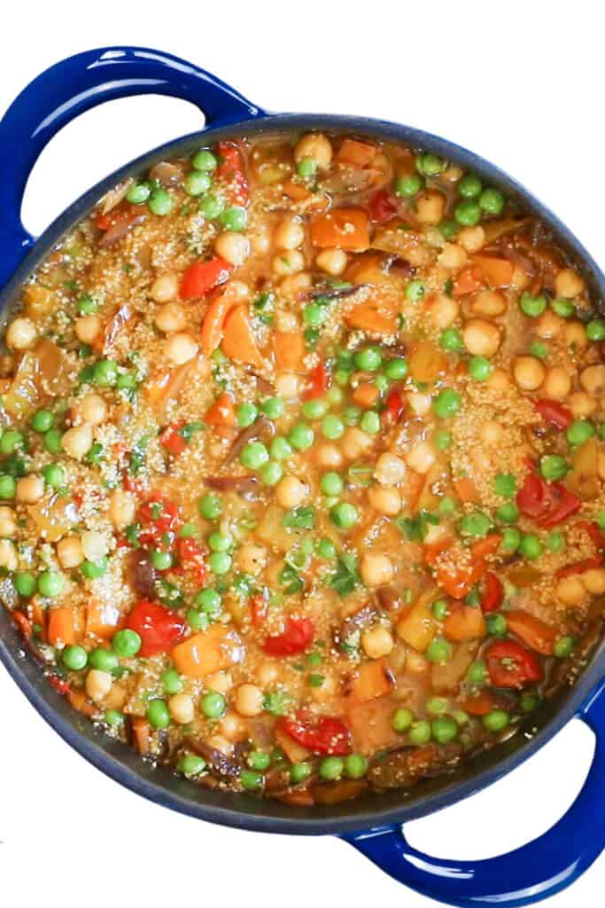 the freshly chopped parsley and couscous added to the stock mixture in the pan