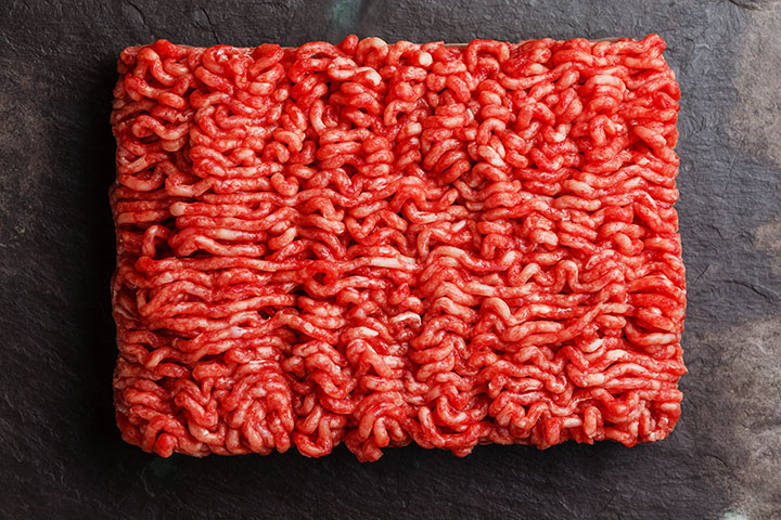 Ground beef on a stone slate