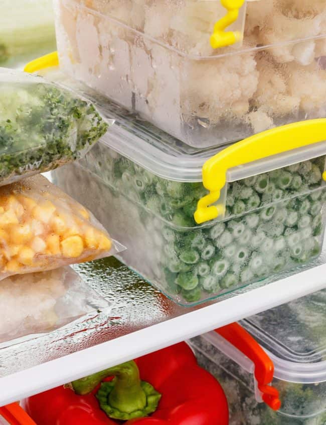 a freezer full of containers