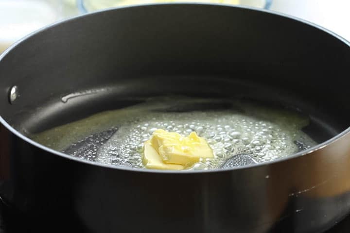 Butter melting in a pan