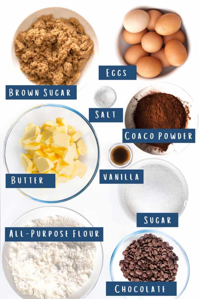 all of the ingredients for chocolate chip laid out on a table