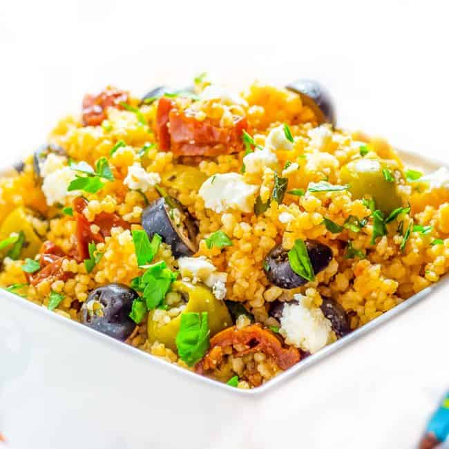 10 minute Greek Style Couscous Salad with Feta Erren's Kitchen
