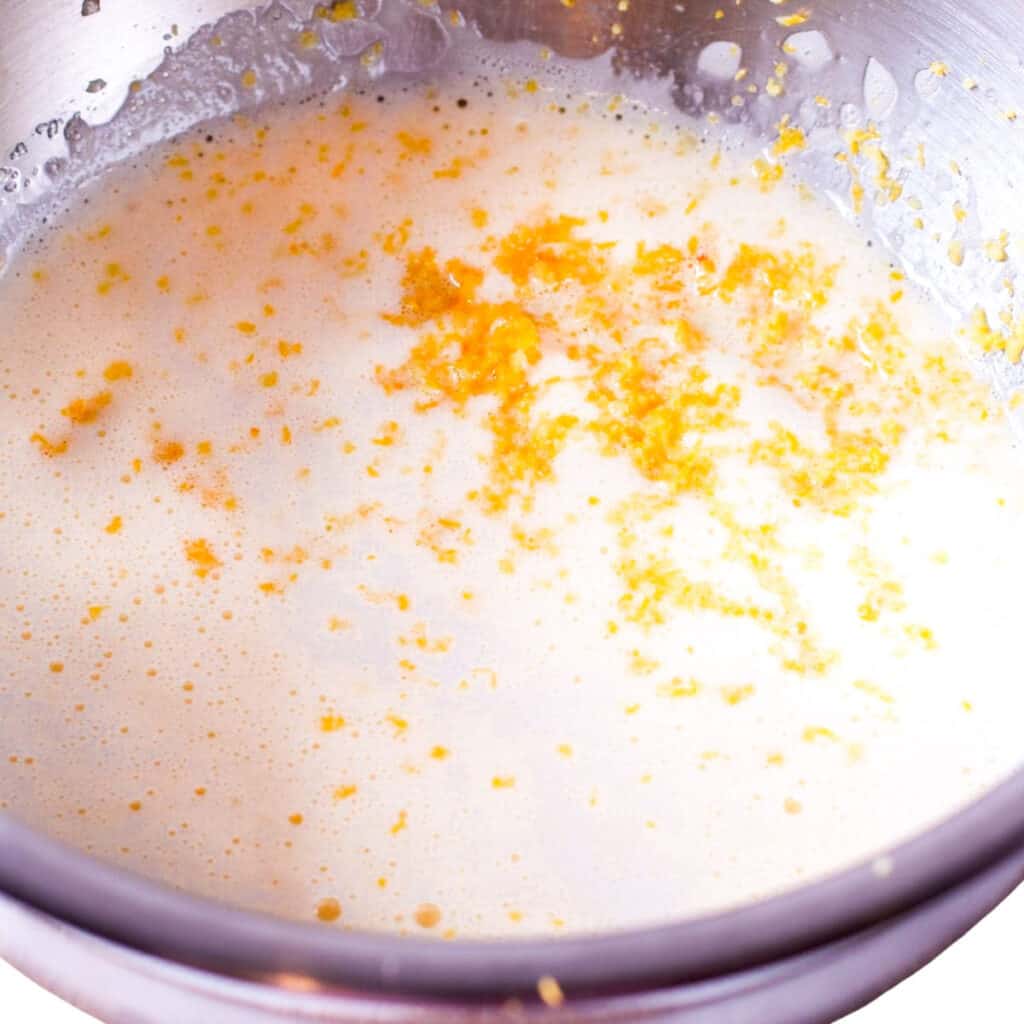 the egg mixture in a bowl