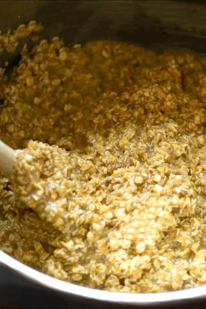 the oats coated in the syrup mixture